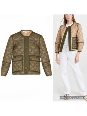 VERONICA BEARD || Marika Reversible Quilted‎ Jacket Green Tan Size S